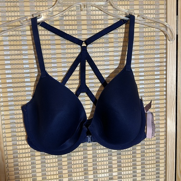 Victoria's Secret Lined Perfect Coverage Front Close Racerback Blue Bra 32DD - Picture 12 of 15